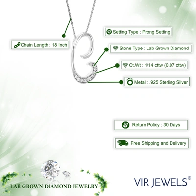Vir Jewels 1/14 Cttw Round Cut 9 Stones Lab Grown Diamond Pendant Necklace .925 Sterling Silver 1/3 Inch With 1 In Silver