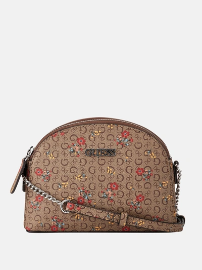 Guess Factory Mcclain Printed Mini Dome Crossbody In Beige | ModeSens