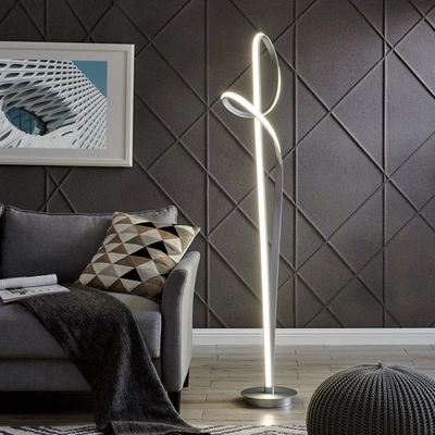 Shop Finesse Decor Budapest Led Silver  63" Tall Floor Lamp // Dimmable