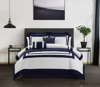Shop Chic Home Lettice 8-piece Comforter Set In Blue