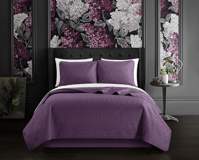 Shop Chic Home Milli 3-piece Quilt Set In Purple