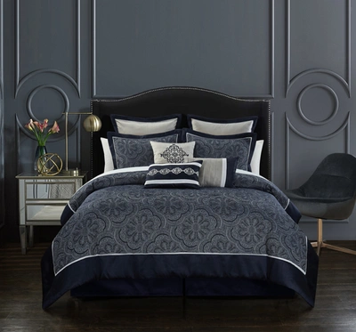 Shop Chic Home Merlie 9-piece Comforter Set In Blue