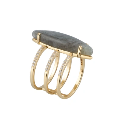Adornia Fine Adornia Labradorite Marquis Ring 14k Gold Vermeil In Green