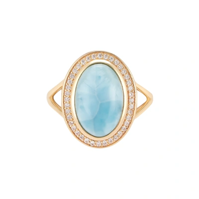 Shop Adornia Fine Adornia Larimar Halo Ring 14k Gold Vermeil In Blue
