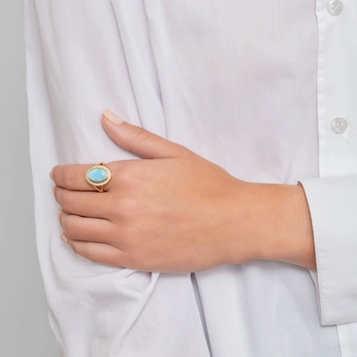 Adornia Fine Adornia Larimar Halo Ring 14k Gold Vermeil In Blue