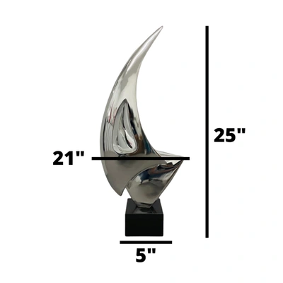 Shop Finesse Decor Sail Sculpture In Chrome // Small // Table Top Base In Silver