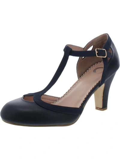 Shop Journee Collection Olina Womens Faux Leather T-strap Mary Jane Heels In Blue