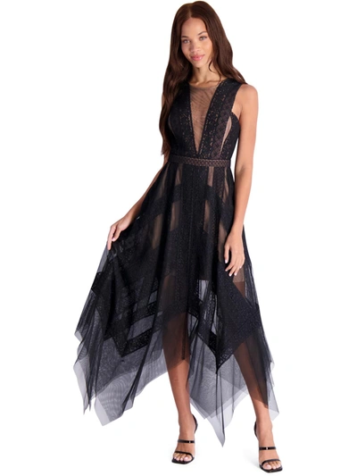 Shop Bcbgmaxazria Andi Womens Elegant Tulle Evening Dress In Black
