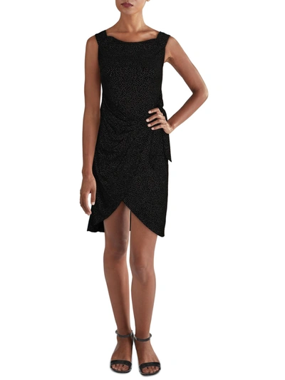 Shop Aidan Mattox Womens Side Tie Off The Shoulder Mini Dress In Black