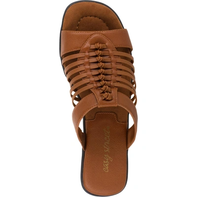 Shop Easy Street Nola Womens Faux Leather Slip On Slide Sandals In Green
