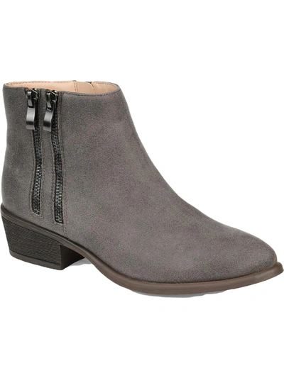 Shop Journee Collection Jayda Womens Faux Leather Block Heel Booties In Grey