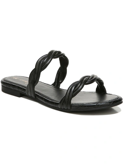 Shop Circus By Sam Edelman Cybil Womens Faux Leather Slide On Flat Sandals In Black