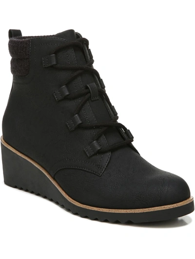 Shop Lifestride Zone Womens Leather Ankle Wedge Boots In Black
