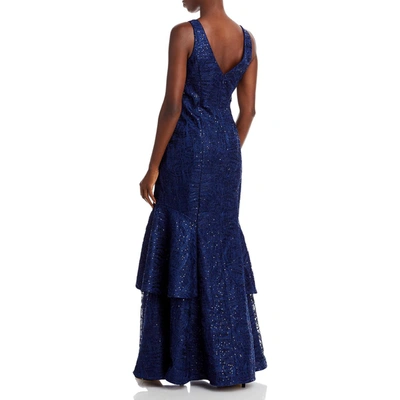 Shop Aidan Mattox Womens Sequined Mermaid Evening Dress In Blue