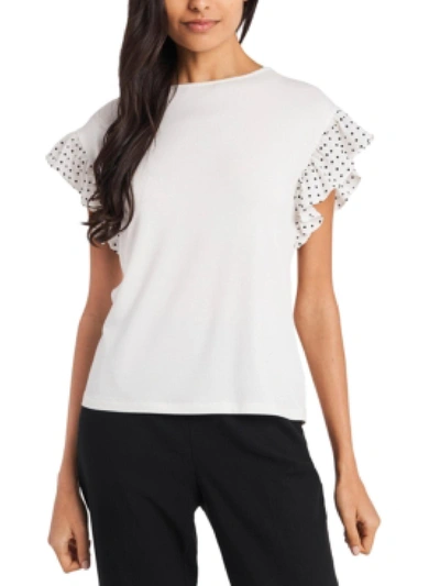 Shop Riley & Rae Womens Polka Dot Ruffle Sleeve T-shirt In White
