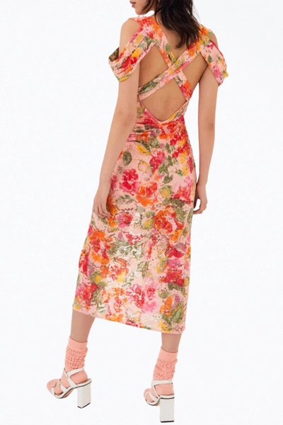 Shop For Love & Lemons Beth Floral Corded Lace Midi Dress In Pink