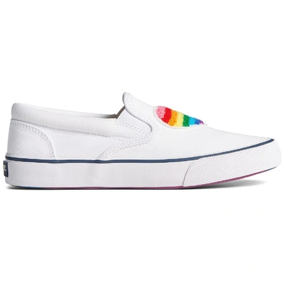 Sperry Striper Ii Pride Mens Canvas Slip On Casual And Fashion Sneakers In White