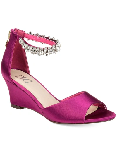 Shop Journee Collection Connor Womens Satin Ankle Strap Wedge Sandals In Pink