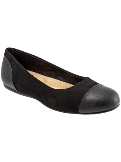 Softwalk Sonoma Womens Leather Slip On Ballet Flats In Black