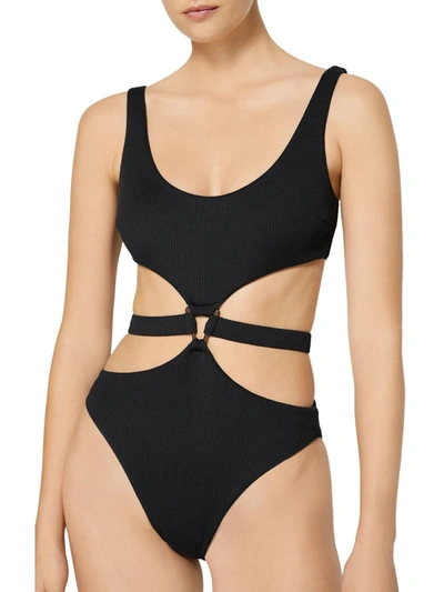 Shop Jonathan Simkhai Womens Ribbed Knit Light Support One-piece Swimsuit In Black
