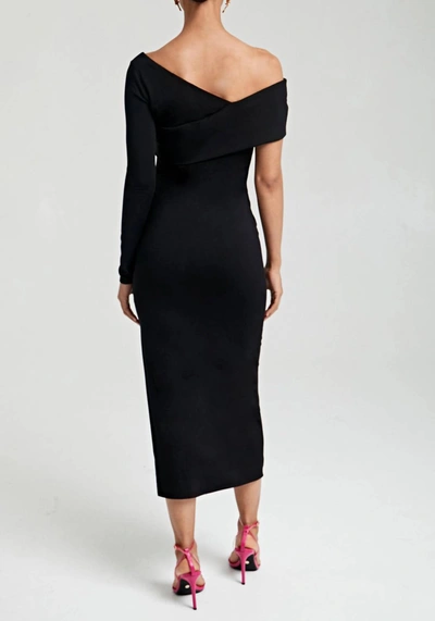 Shop Krisa One Sleeve Midi Dress In Black