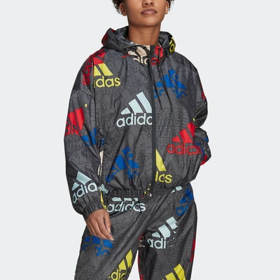 Shop Adidas Originals Women's Adidas Essentials Multi-colored Logo Loose Fit Windbreaker
