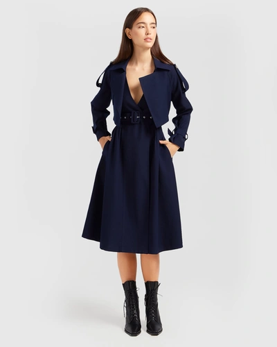 Shop Belle & Bloom Manhattan Cropped Trench In Blue