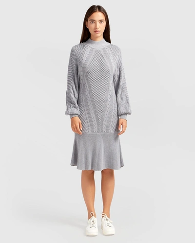 Shop Belle & Bloom Love Letter Knit Dress In Grey