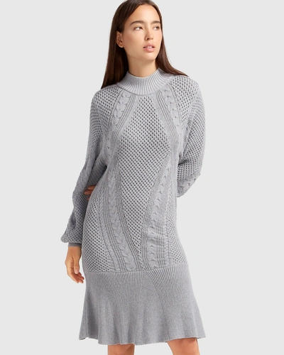 Shop Belle & Bloom Love Letter Knit Dress In Grey