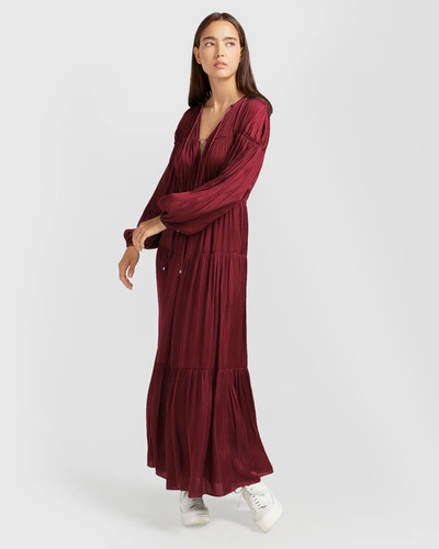 Shop Belle & Bloom Window Seat Tiered Maxi Dress In Red