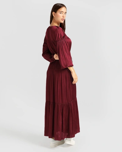 Shop Belle & Bloom Window Seat Tiered Maxi Dress In Red