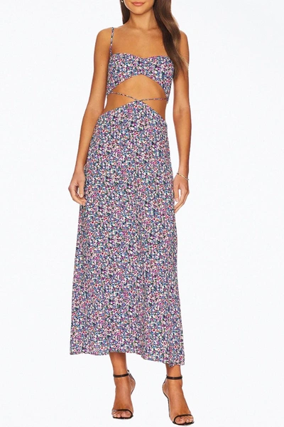 Shop Afrm Hanna Floral-print Cutout Crepe Midi Dress In Summer Multi Ditsy