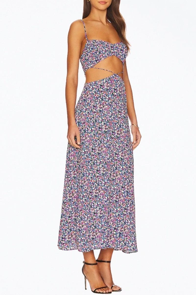 Shop Afrm Hanna Floral-print Cutout Crepe Midi Dress In Summer Multi Ditsy