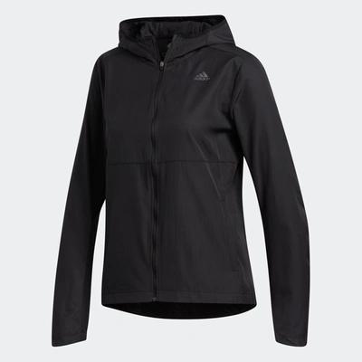 Shop Adidas Originals Women's Adidas Own The Run Hooded Wind Jacket In Black