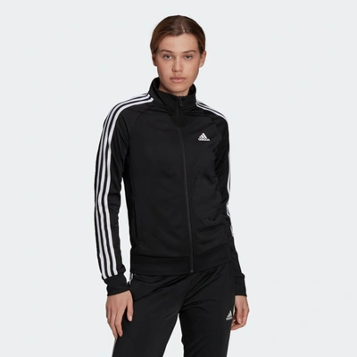 Shop Adidas Originals Women's Adidas Primegreen Essentials Warm-up Slim 3-stripes Track Jacket In Black