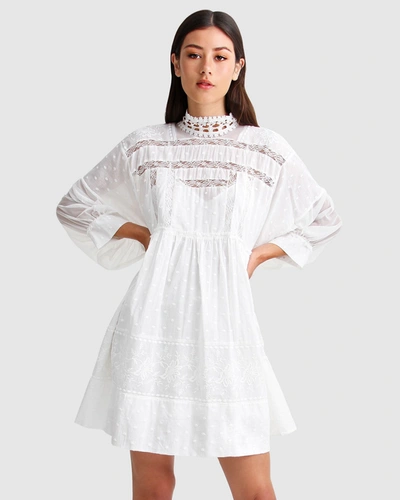 Shop Belle & Bloom Unforgettable Oversized Lace Mini Dress - White