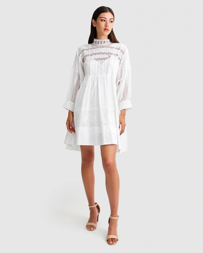 Shop Belle & Bloom Unforgettable Oversized Lace Mini Dress - White