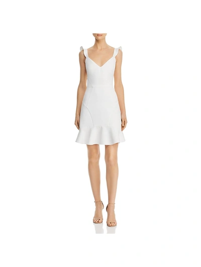 Shop Aidan Mattox Womens Ruffled Mini Cocktail Dress In White
