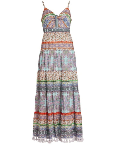 Shop Alice And Olivia Minka Tieft Maxi Dress With Tassels In Multi