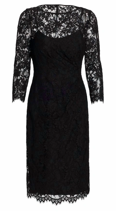 Shop Teri Jon Lace Shirred Waist Cocktail Dress In Black