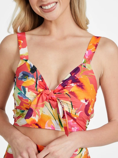 Shop Guess Factory Leta Sleeveless Floral Crop Top In Multi