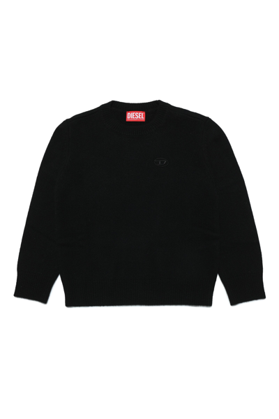 Shop Diesel Cashmere Blend Sweater With Embroidered Logo In Black