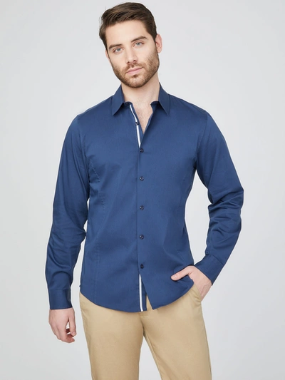 Shop Guess Factory Damon Poplin Shirt In Blue