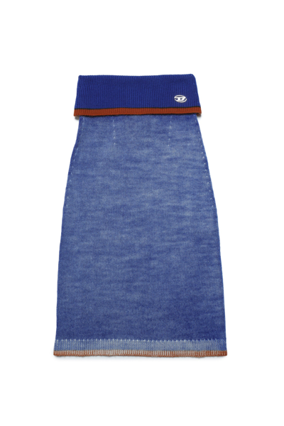Shop Diesel Merino Wool Skirt With Delavé Effect And Oval D Logo In Blue