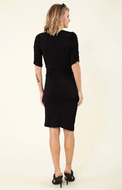 Shop Hale Bob Solid Shirred Dress In Black