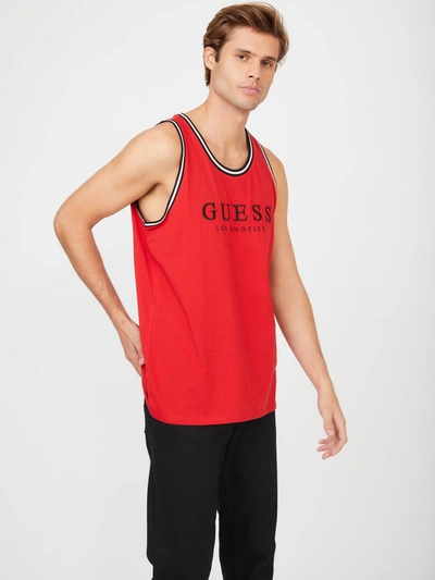 Shop Guess Factory Nichols Embroidered Logo Tank In Red