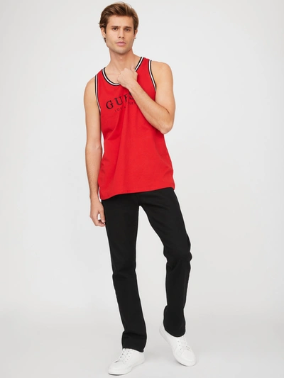 Shop Guess Factory Nichols Embroidered Logo Tank In Red