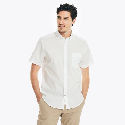 Shop Nautica Mens Wrinkle-resistant Wear To Work Short-sleeve Shirt In White