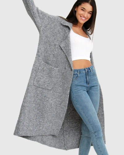 Shop Belle & Bloom Born To Run Sustainable Sweater Coat - Grey