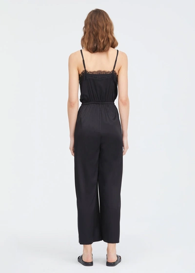 Lilysilk Lace Trimmed Silk Jumpsuit In Black